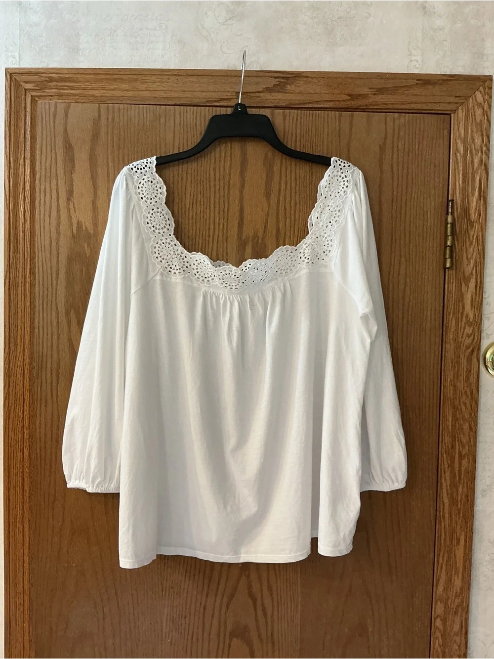 LOFT White Eyelet Square-Neck Blouse
